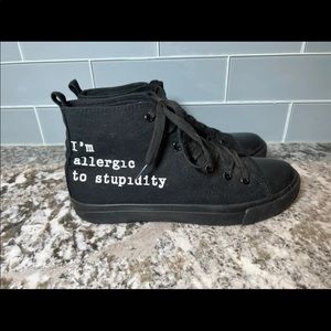 Hot Topic High Top Canvas shoes I’m Allergic to Stupidity Men sz 11